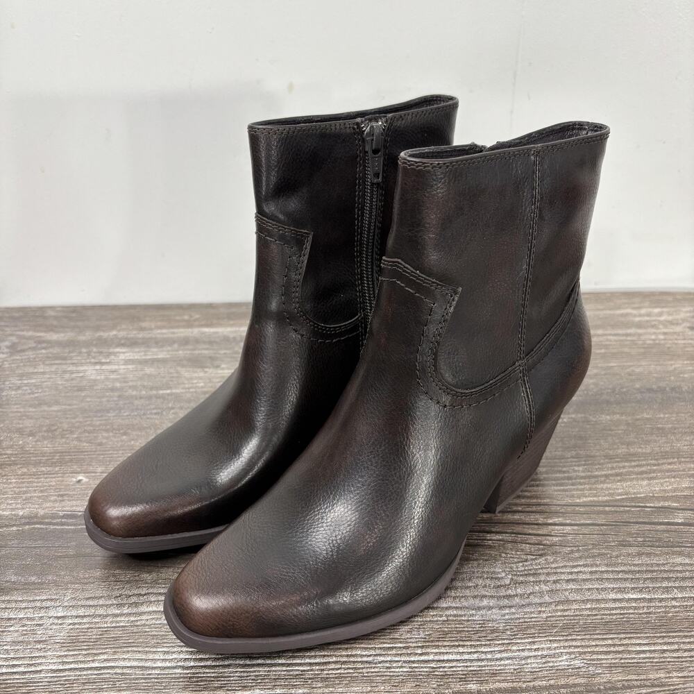 New! Frye And Co Sylvi Ankle Booties Womens Size‎ 6M Brown Block Heel Boots